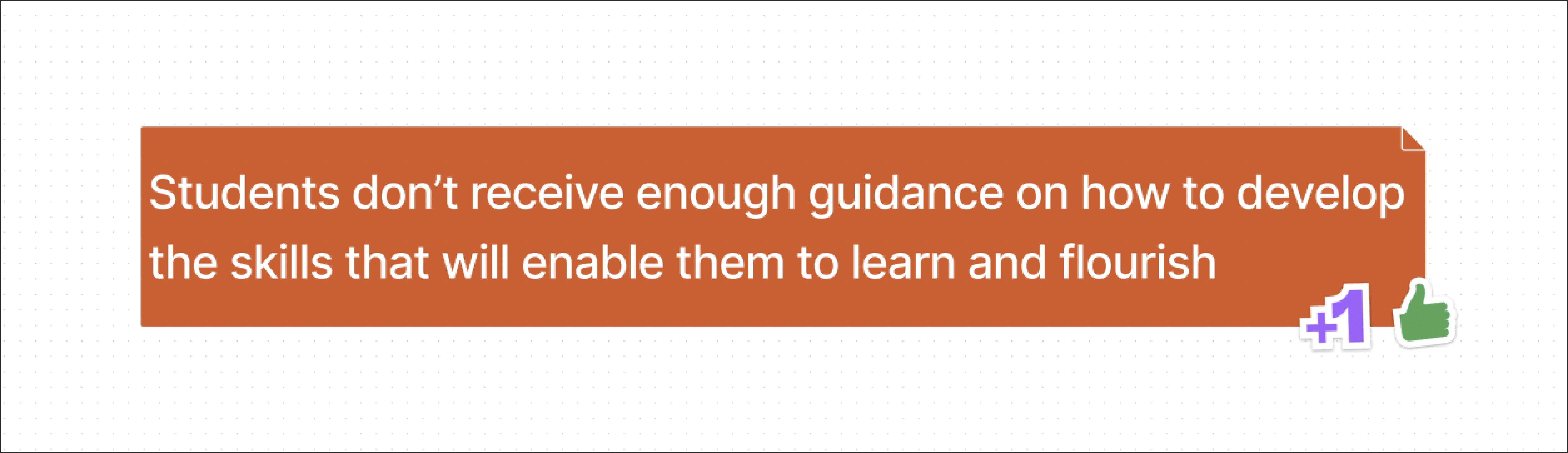 Problem statement stating, "Students don't receive enough guidance on how to develop the skills that will enable them to learn and flourish"